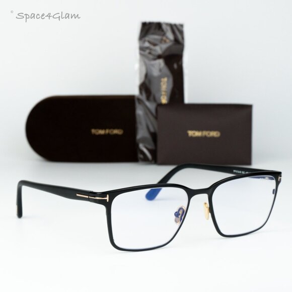 Tom Ford Men Eyeglasses Black Gold Blue Light Block FT5733-B 002 NEW AUTHENTIC - Picture 3 of 10